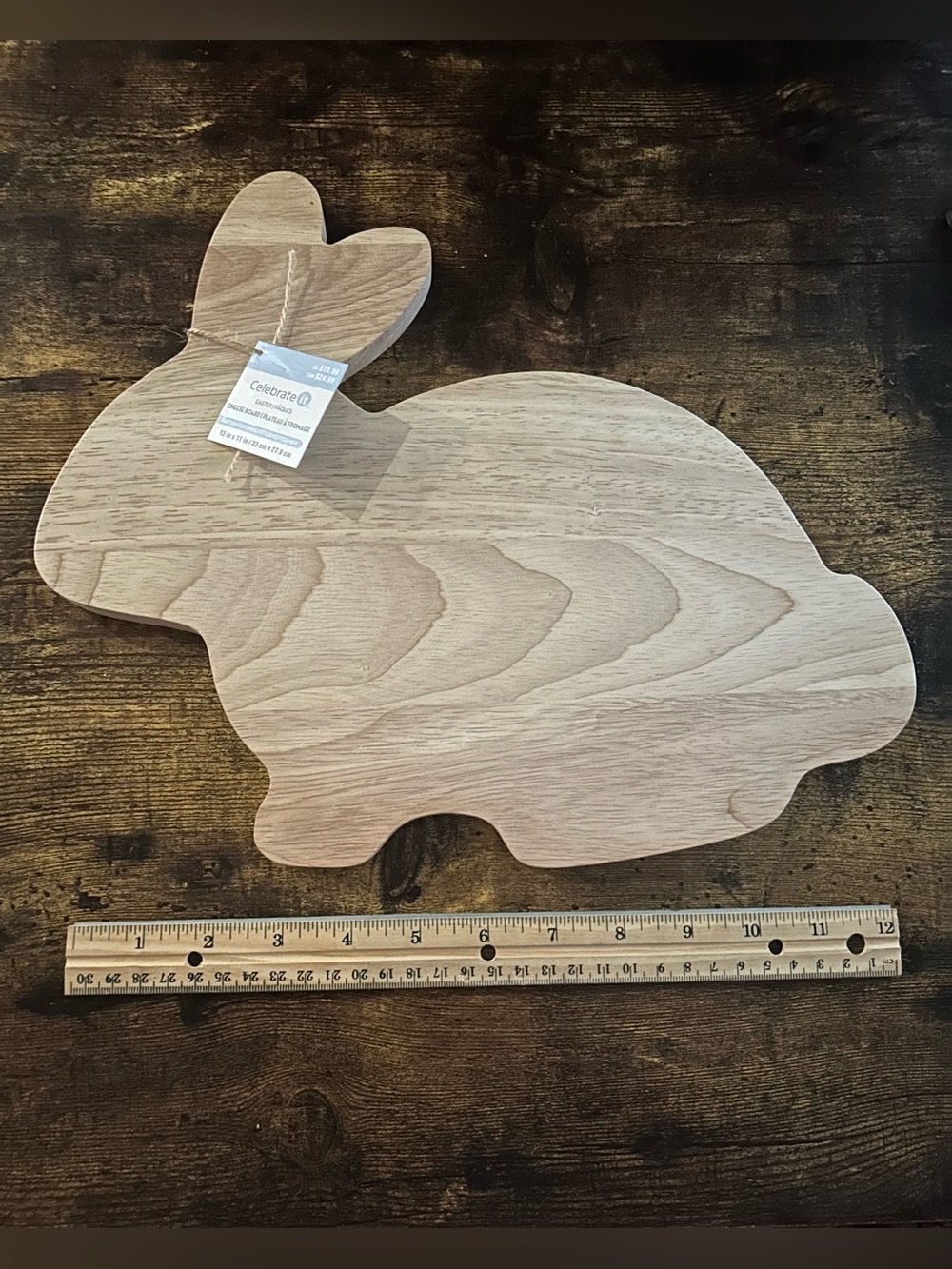 Celebrate It Natural Wood Bunny Cutout Serving Board